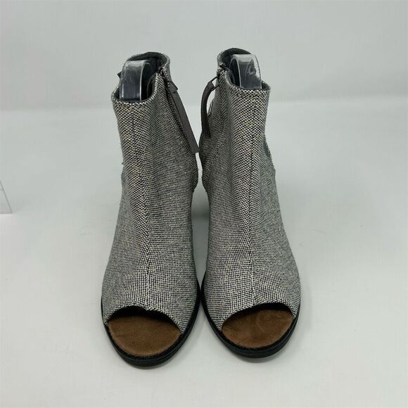 TOMS Women's Majorca Gray Peep Toe Sandal Booties Size 7 Block Heel Zip - Picture 4 of 11